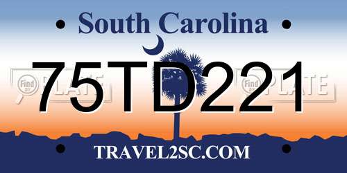 75TD221 South Carolina License Plate