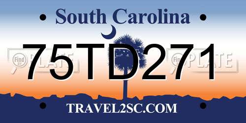75TD271 South Carolina License Plate