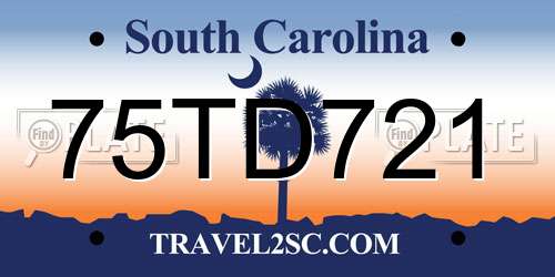 75TD721 South Carolina License Plate