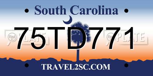 75TD771 South Carolina License Plate