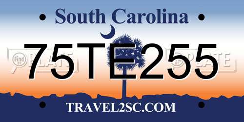 75TE255 South Carolina License Plate
