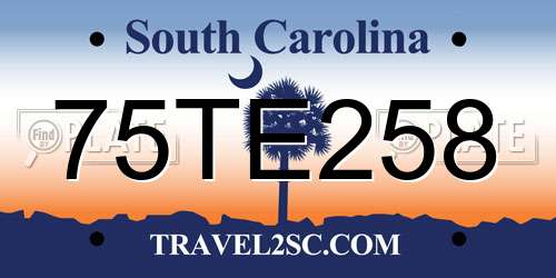 75TE258 South Carolina License Plate