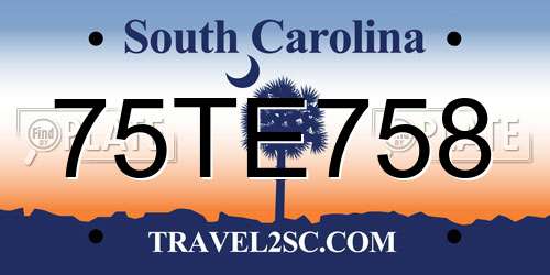 75TE758 South Carolina License Plate
