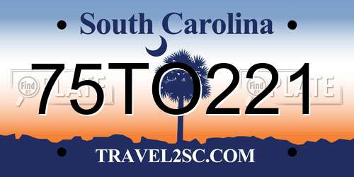 75TO221 South Carolina License Plate