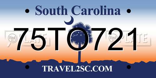 75TO721 South Carolina License Plate