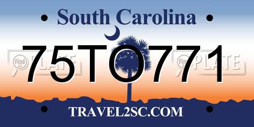 75TO771 South Carolina License Plate