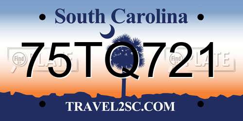75TQ721 South Carolina License Plate