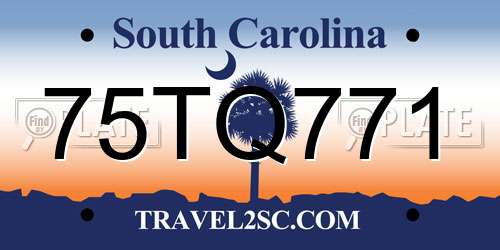75TQ771 South Carolina License Plate