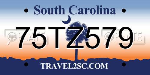 75TZ579 South Carolina License Plate