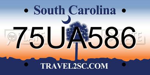 75UA586 South Carolina License Plate
