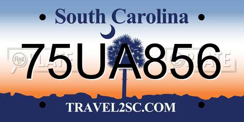 75UA856 South Carolina License Plate