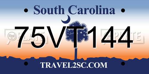 75VT144 South Carolina License Plate