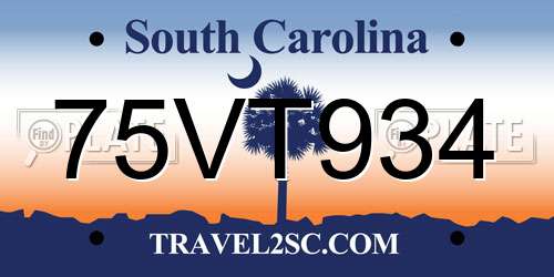 75VT934 South Carolina License Plate