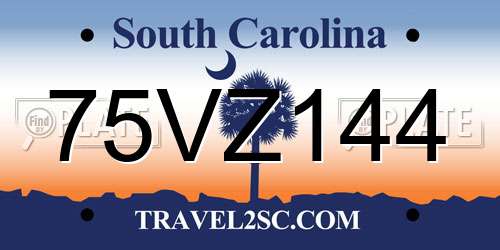 75VZ144 South Carolina License Plate