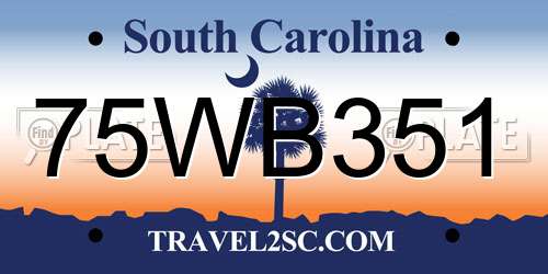 75WB351 South Carolina License Plate