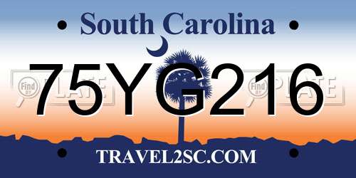 75YG216 South Carolina License Plate