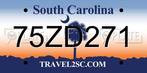 75ZD271 South Carolina License Plate