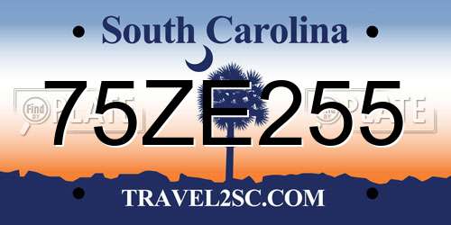 75ZE255 South Carolina License Plate