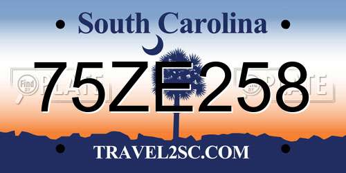 75ZE258 South Carolina License Plate