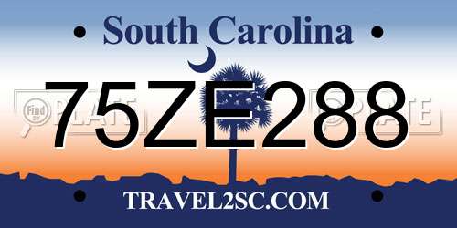 75ZE288 South Carolina License Plate