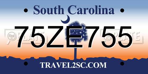 75ZE755 South Carolina License Plate