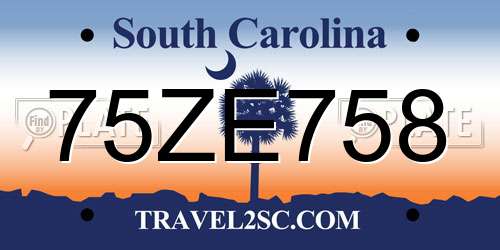 75ZE758 South Carolina License Plate