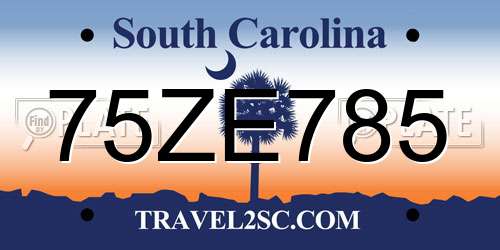 75ZE785 South Carolina License Plate
