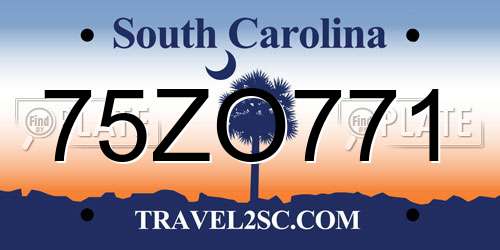 75ZO771 South Carolina License Plate