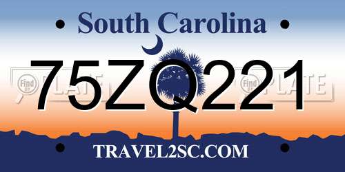 75ZQ221 South Carolina License Plate