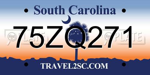 75ZQ271 South Carolina License Plate