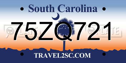 75ZQ721 South Carolina License Plate