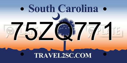 75ZQ771 South Carolina License Plate