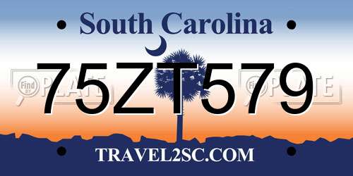 75ZT579 South Carolina License Plate