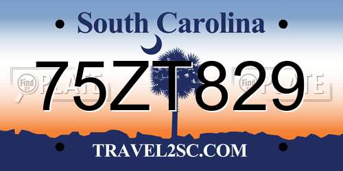 75ZT829 South Carolina License Plate