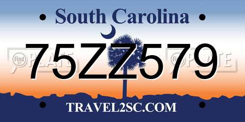 75ZZ579 South Carolina License Plate