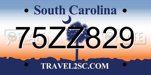 75ZZ829 South Carolina License Plate