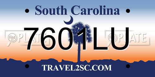 7601LU South Carolina License Plate