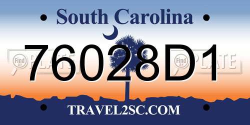 76028D1 South Carolina License Plate