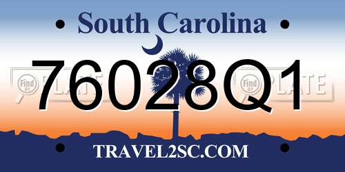 76028Q1 South Carolina License Plate