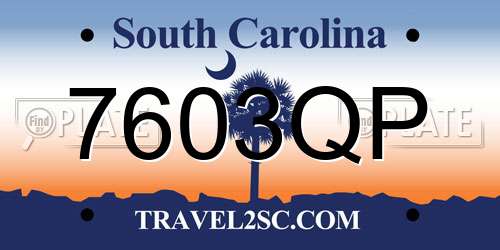 7603QP South Carolina License Plate