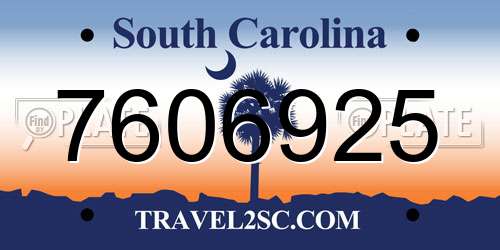 7606925 South Carolina License Plate