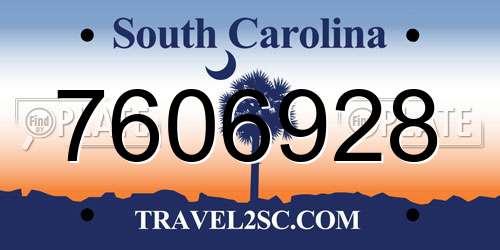7606928 South Carolina License Plate