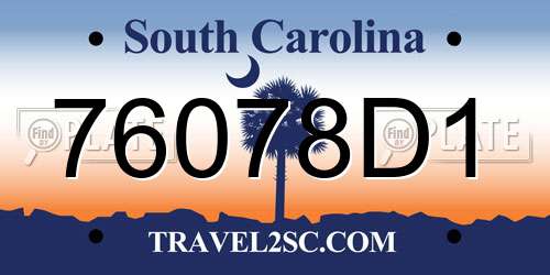 76078D1 South Carolina License Plate