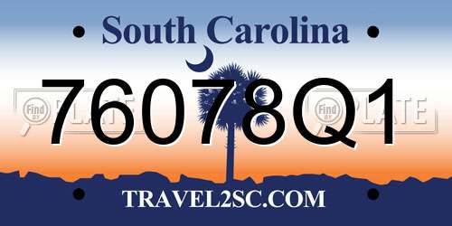 76078Q1 South Carolina License Plate