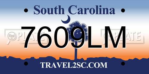 7609LM South Carolina License Plate