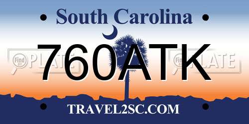 760ATK South Carolina License Plate