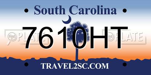 7610HT South Carolina License Plate