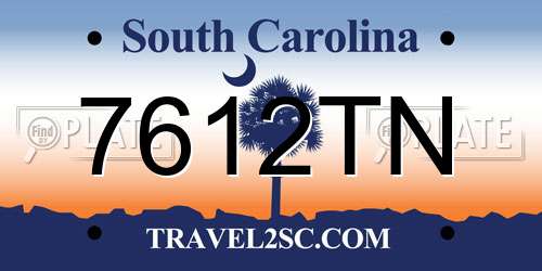 7612TN South Carolina License Plate