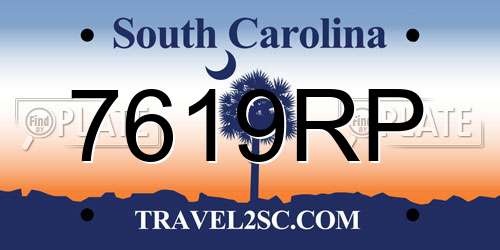 7619RP South Carolina License Plate