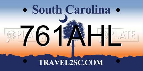761AHL South Carolina License Plate